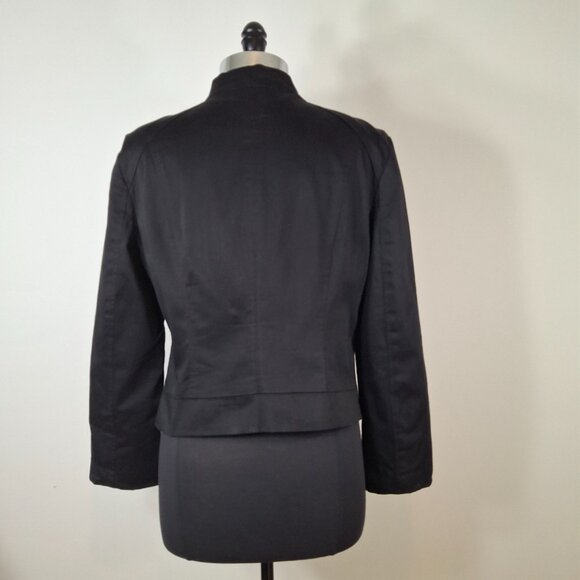 Womens Indie Goth Cropped Pea Coat Military Style Jacket Sz XL Epaulettes - Picture 5 of 16